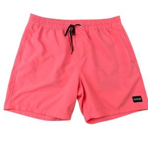 Hurley Mens One and Only‎ Beach Volleyball Shorts Size Large Neon Pink Swim